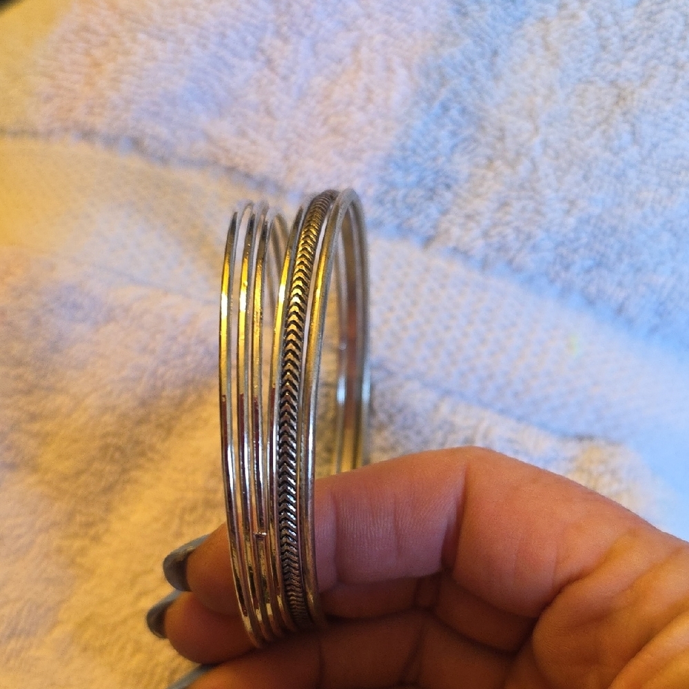 Elegant Silver Bangle Set